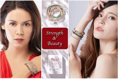 Vista 4 de Akitai - Pulseras de abalorios para mujer, pulseras curativas de cristal natural para mujer, pulseras de cuentas de piedras preciosas ajustables