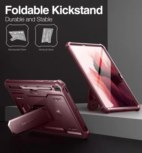 Vista 12 de Dexnor Funda para Samsung Galaxy Tab S7 FE de 12.4 pulgadas (2021), [protector de pantalla y soporte integrados] con soporte para bolígrafo Rojo