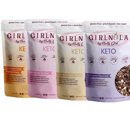 Vista 13 de Cereal de granola bajo en azúcar y bajo en carbohidratos Let's Peanut Butter Party Paquete de 2 Nutty Girl Keto Girlnola®
