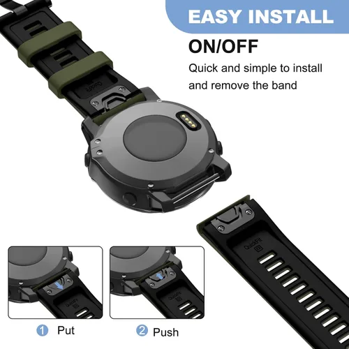 Vista 6 de OVERSTEP Correas de ajuste rápido de 0.866 in para Garmin Fenix 5/Fenix 6/Fenix 7, correa de repuesto de silicona suave compatible con Garmin