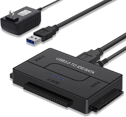 Vista 7 de RUNAAJA Ultra Recovery - Juego de adaptadores de disco duro USB 3.0 a IDE/SATA para discos duros de 2.5" y 3.5" HDD, SSD, DVD, lector universal