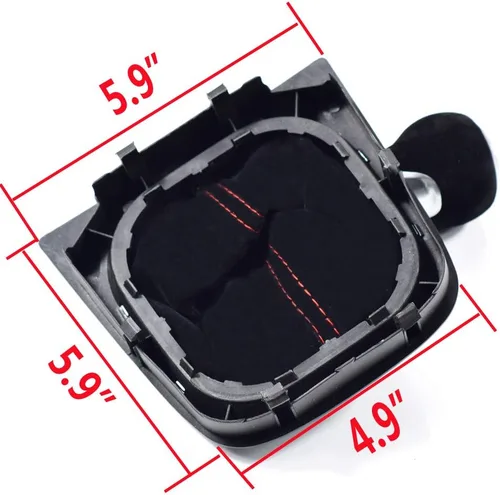 Vista 4 de Pomo para palanca de cambio de coche, funda protectora contra el polvo, para VW Golf 5 6 MK5MK6 R32 GTI 04-09, rojo y negro, de ante suave (negro)