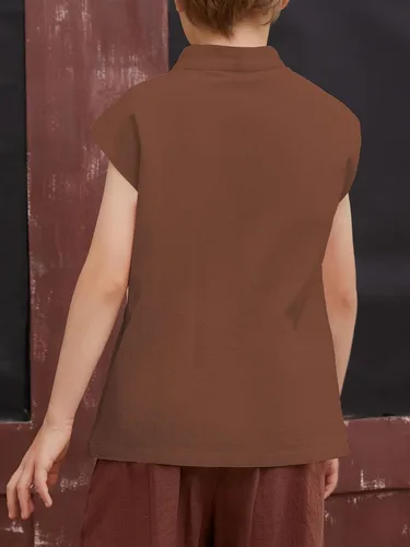 Vista 2 de CharmWM Camisetas sin mangas de pirata renacentista para niños, disfraz vikingo, medieval, con cordones, escocés, Halloween, cosplay, camisetas sin