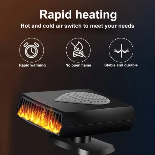 Vista 5 de MASO Calentador de coche portátil 2 en 1 de 12 V, descongelador de coche de calentamiento rápido, ventilador de refrigeración de coche caliente