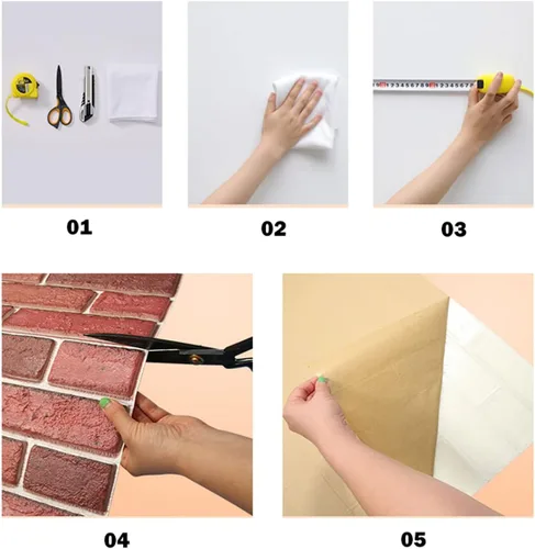Vista 5 de ECYC Ltd 10 paneles de pared de ladrillo 3D de 11.81 x 11.81 pulgadas, autoadhesivos, papel tapiz impermeable extraíble para sala de estar, 01