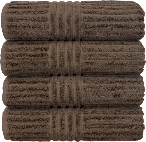 Vista 7 de BC BARE COTTON Toallas de lujo a rayas para hotel y spa (toalla de baño, juego de 4, negro)
