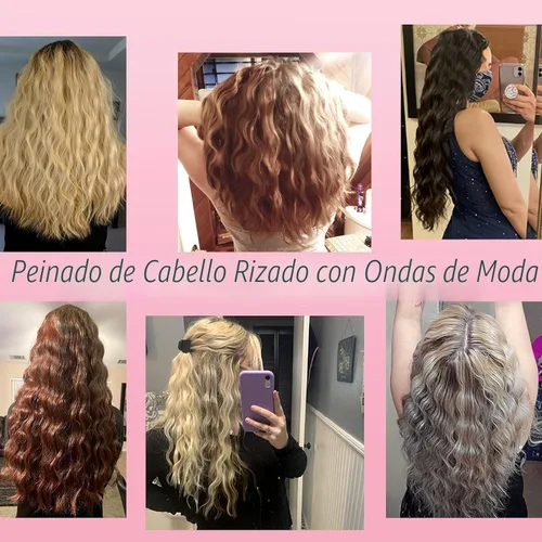Vista 7 de Rizador de 3 barriles Aleath: Regalos de cumpleaños para mujeres, rizador de pelo de doble voltaje con temperatura ajustable, tres barriles