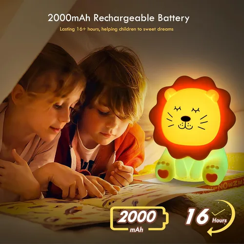 Vista 4 de Luz Nocturna para Niños, Luz Nocturna de Silicona Suave de 7 Colores con 3 Niveles de Atenuación, Luz Nocturna Recargable Antideslumbrante