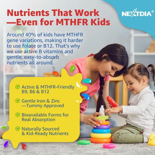 Vista 4 de Gomitas multivitamínicas para niños con hierro, sin azúcar, vitaminas diarias para niños + probióticos, Omega 3 de algas (EPA/DHA), A, C, D, metil