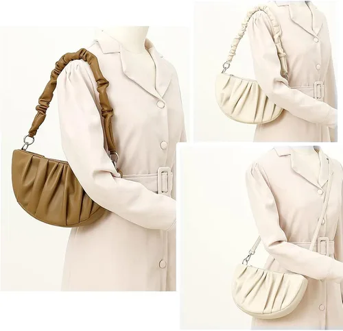 Vista 6 de Bolso bandolera pequeño de cuero para mujer, con cremallera, con 2 correas