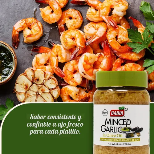 Vista 3 de Badia - Ajo picado, 8 onzas Práctico ajo picado en aceite de oliva para pasta, adobos, salsas, carnes, verduras, sopas y cocina diaria