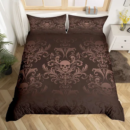 Vista 44 de Erosebridal Juego de ropa de cama gótica de damasco para adultos, funda de edredón victoriana antigua, tamaño individual, funda de edredón gótica