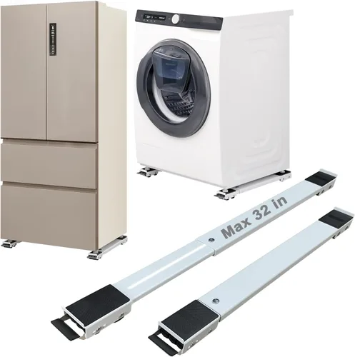 Vista 9 de Rodillos de electrodomésticos resistentes, máximo 32 pulgadas, rodillos extensibles de segunda generación, base de lavadora móvil para mover Negro