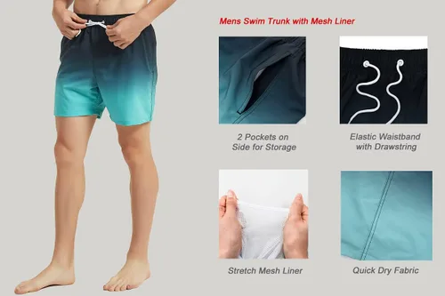Vista 4 de MADHERO Traje de baño corto para hombre con forro de malla