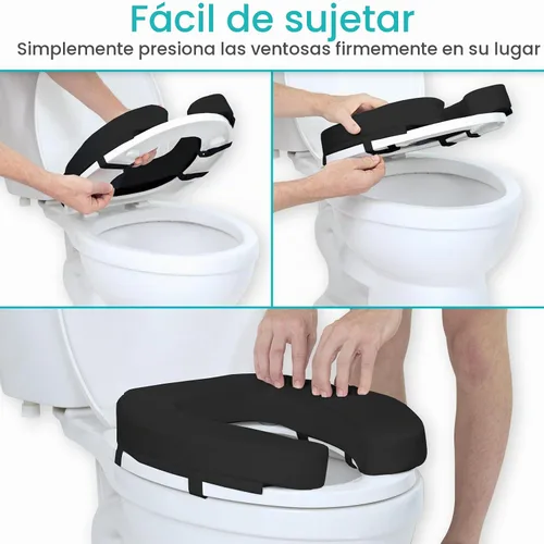 Vista 6 de Asiento de Inodoro Vive (Espuma Acolchada Suave) - Fácil de Limpiar, Acolchado Suave para Baño - Apto para Asientos Estándar y Alargados - Donut