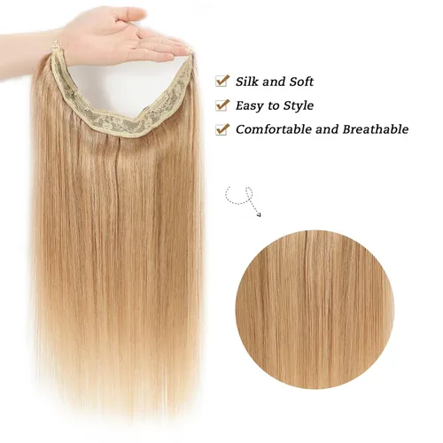 Vista 4 de Tinashe Extensiones de cabello humano real con alambre, color rubio oscuro, 12 pulgadas, 2.47 onzas, extensiones de cabello lacio con alambre #27