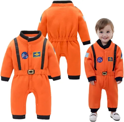 Vista 5 de stylesilove Disfraz de vellón de astronauta para bebé, para fiesta de cosplay, Halloween, ropa para bebé niño