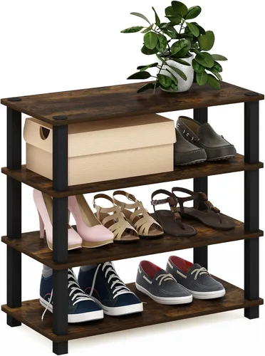 Vista 9 de Furinno Turn-N-Tube - Zapatero estrecho de 3 niveles, zapatero con organizador curvado independiente, 11.7 x 23.6 x 21.9 pulgadas, para entrada