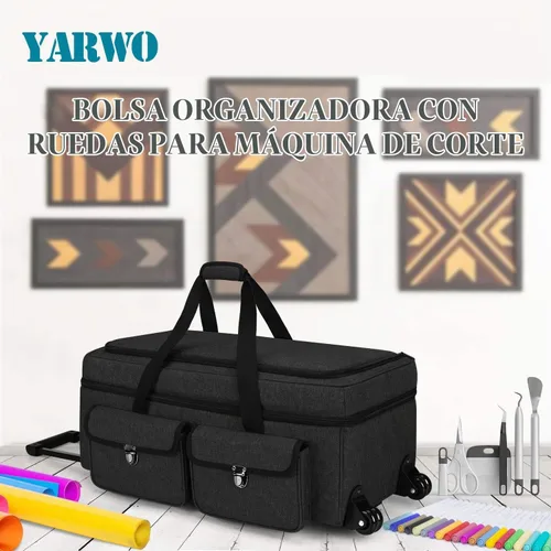 Vista 7 de Yarwo Estuche de transporte Rolling Craft compatible con Cricut Explore 5 Negro