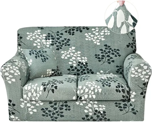 Vista 14 de JQinHome Funda elástica de 4 piezas para sofá, funda para sofá, funda para loveseat con 2 fundas de cojín separadas, protector de muebles lavable