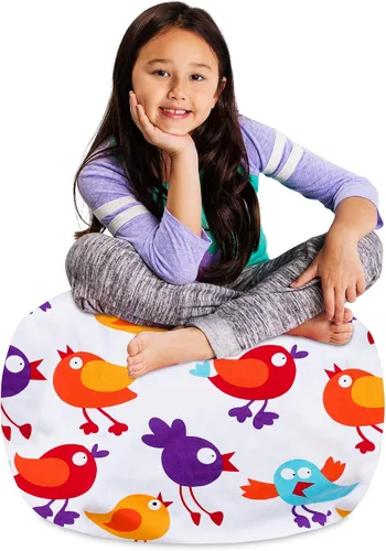 Vista 45 de Posh Creations Funda de puf para niños con almacenamiento para animales de peluche - Organizador de juguetes para niños, Mediano 68.58 cm - Lona