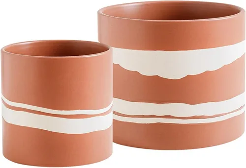 Vista 9 de Nihow Maceta moderna de cerámica – Maceta de 5 + 7 pulgadas para todas las plantas de interior – Macetas resistentes con orificio de drenaje