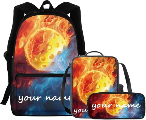 Vista 85 de FOR U DESIGNS Fuego baloncesto impreso niños escuela mochilas viaje mochila libro bolsa