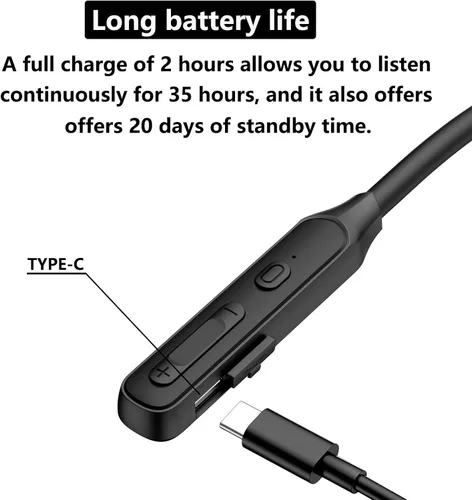 Vista 4 de Auriculares inalámbricos Bluetooth para el cuello, V5.2 con micrófono, banda para el cuello, auriculares Bluetooth, 35 horas de tiempo