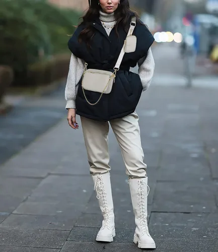 Vista 2 de UTO Pequeñas bolsas cruzadas para mujer, 3 en 1, diseño de moda, mini cangurera con correa