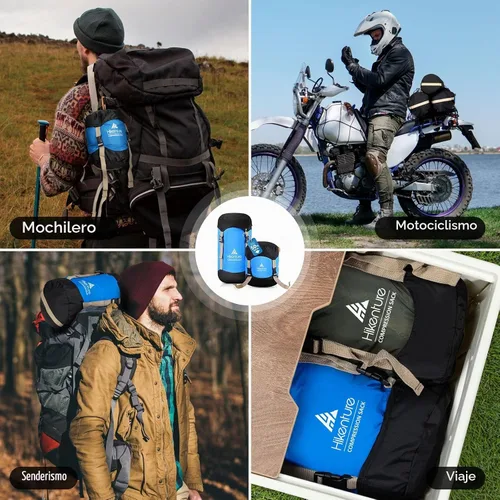 Vista 7 de Hikenture Saco de compresión para saco de dormir, saco de cosas mejorado de nylon resistente a desgarros, saco de compresión de 10L/14L/20L/30L Azul