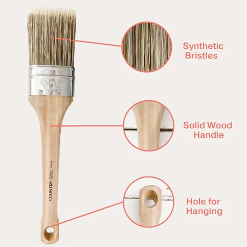 Vista 4 de Pincel de pintura estilo tiza – Pincel ovalado con cerdas sintéticas para una aplicación suave de pintura de muebles con pinceladas mínimas, sin