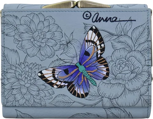 Vista 11 de Anna by Anuschka Cartera de tres pliegues pintada a mano para mujer de cuero
