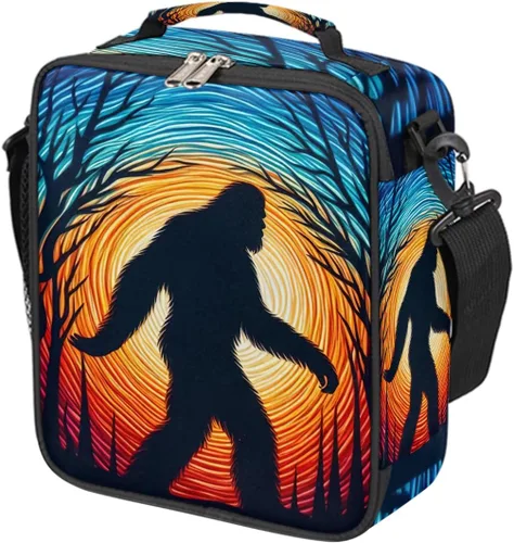 Vista 40 de Pardick Divertida bolsa de almuerzo aislada con calavera de fuego para adolescentes y niños, lonchera portátil reutilizable con correa