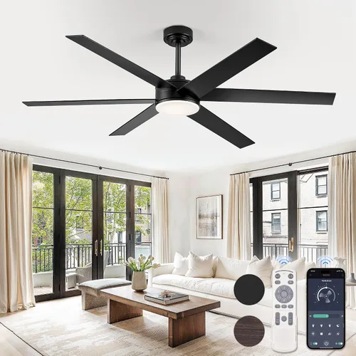 Vista 14 de Fanbulous Ventiladores de techo de 56 pulgadas con luces y control remoto, 6 aspas reversibles, regulables, 3000K-6000K ajustables, ventiladores