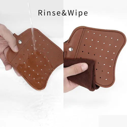 Vista 4 de Matamoscas telescópico resistente, matamoscas de cuero con mango largo extensible, matamoscas manual flexible para interiores y exteriores, paquete