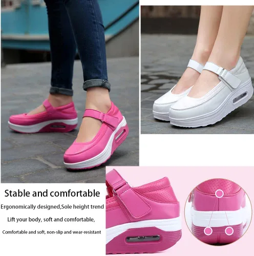 Vista 4 de AngryMonkey Zapatos ortopédicos para mujer con amortiguador de aire para mujer, plataforma transpirable, ajustable, transpirable, zapatos