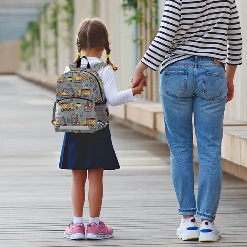 Vista 5 de Linda mochila para excavadora de coche, mochila escolar para niños, mochila de viaje para niños, mini mochilas pequeñas para jardín de infantes