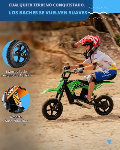 Vista 5 de Hiboy DK2 Electric Dirt Bike for Kids Age 3-7, 3-Speed Toy Motorcycle Blue