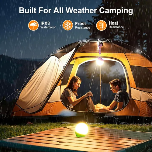 Vista 7 de LETMY Luces de campamento recargables, paquete de 4 luces portátiles para tienda de campaña con 4 modos de iluminación, mini linterna de campamento