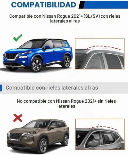Vista 2 de Wonderdriver Barras Transversales de Techo Bloqueables 260lb Compatibles con Nissan Rogue 2021-2026 (con Rieles de Techo Empotrados), Rieles