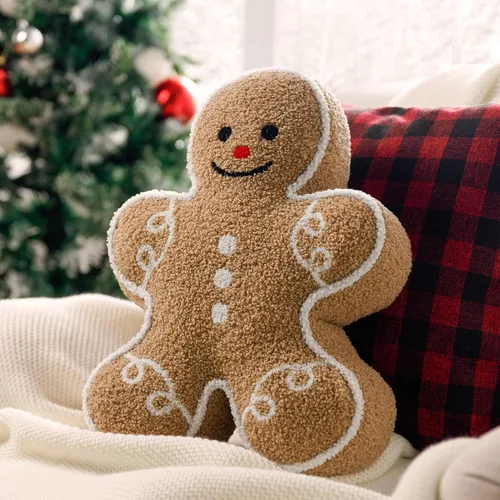 Vista 11 de Phantoscope Almohada Decorativa de Feliz Navidad Pan de Jengibre, Almohadas de Peluche Teddy Navideñas con Forma de Pan de Jengibre con Gorro