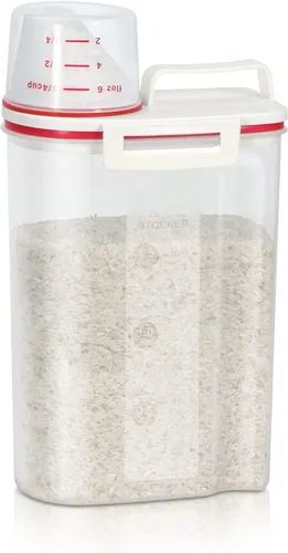 Vista 9 de TBMax Contenedor de arroz 1.8 kg / 4 libras Dispensador de arroz con taza de medición, contenedor de almacenamiento de alimentos para cocina