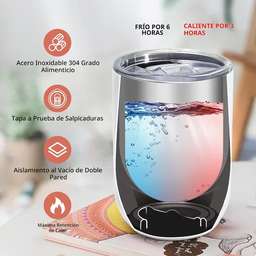Vista 4 de AGH Vasos de vino de sublimación de 12 onzas, 4 tazas aisladas de acero inoxidable rectas para transferencia de calor de envoltura completa, tapa