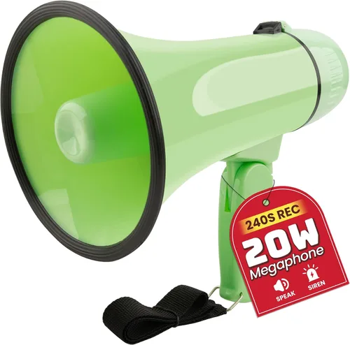 Vista 17 de MyMealivos 20W Megaphone Bullhorn, Built in Siren & 240s Recording, 5.4"×8.6" Portable Megaphone with Volume Control Cover Up to 300 feet+ for