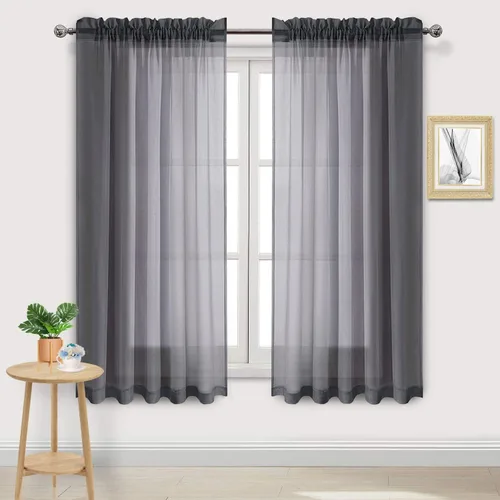 Vista 57 de DWCN Cortinas Transparentes Aqua de Voile Semitransparente con Bolsillo para Barra para Dormitorio y Sala de Estar, 36 x 36 pulgadas de Largo, Juego