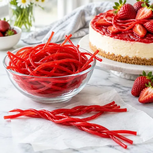 Vista 3 de Strawberry Licorice Laces Soft Chewy Red Candy