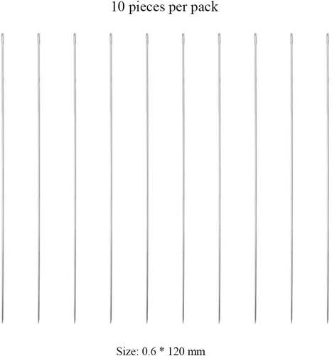 Vista 3 de 10 agujas Lei para fabricación de Leis, aguja de costura de ojos grandes de 4.7 pulgadas para manualidades, aguja larga de Lei para hacer flores