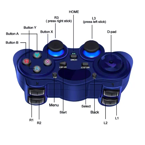 Vista 3 de USB Wireless Gaming Controller Gamepad for PCLaptop Computer(Windows XP7810) & PS3 & Android & Steam (Blue)