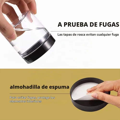 Vista 3 de 12 recipientes de plástico de 4 onzas con tapas + 12 recipientes pequeños Tapas negras