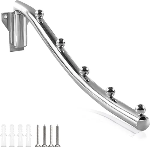Vista 7 de Perchero plegable de pared para colgar ropa, soporte para brazo oscilante, ganchos de ropa de acero inoxidable, sistema de suspensión de ropa que